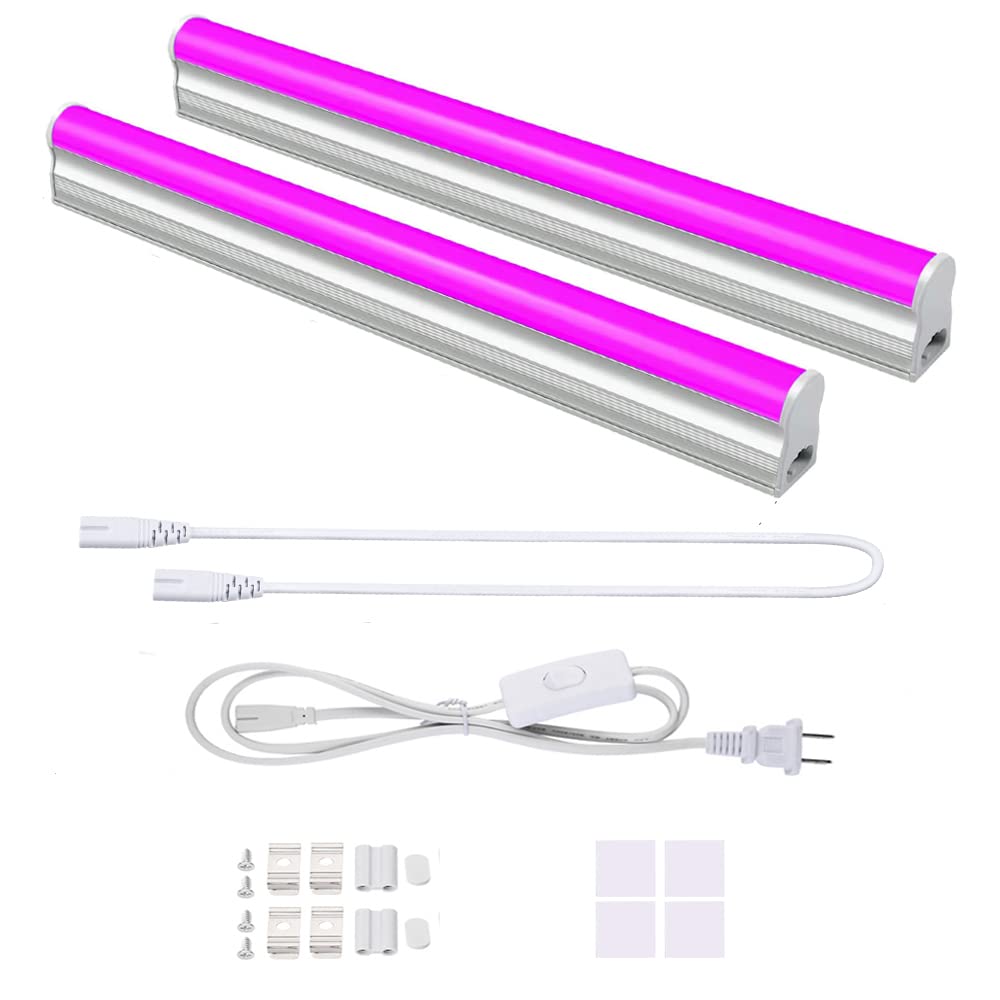 LED T5 Integrated Single Fixture, 6W 11.8Inch Ambient Lighting, Linkable LED Shop Light for KTV/BAR/Under Cabinet/Shop/Ceiling (Pinkish Purple)