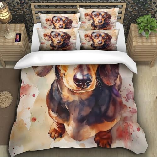 Housse de couette teckel 3D parure microfibre supérieure - 5