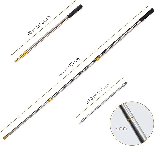 Miniatura 4 de Dutiplus Gaff telescópico de pescado con 1  5 dientes surtidos, arpones de púas, mar y hielo para caza, pez rana, topo de 5 pies de largo