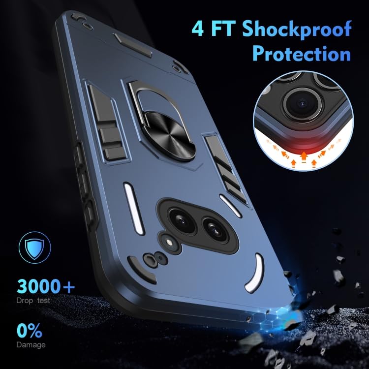 Image of ShieldTech PC Back Cover Case for Nothing Phone 2a Plus | Ring Stand | Camera Protection Blue Mobile Phone Back Cover Case for Nothing Phone 2a Plus | Blue Back Cover