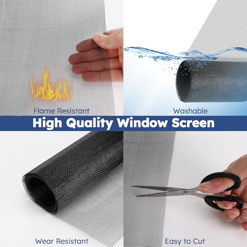 Fliegengitter Meterware 120x300cm, Insektenschutz Gaze Fenster, Katzensicheres Fiberglas-Netz, Schneidbar Ersatznetz, Fiberglas-Fliegengitter Fenster Gewebe für Fenster, Balkontür, Terrassentür