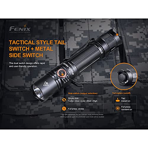 Fenix PD35 v3.0 Rechargeable Tactical Flashlight, 1700 Lumens EDC with Battery and Organizer (Black) view 7