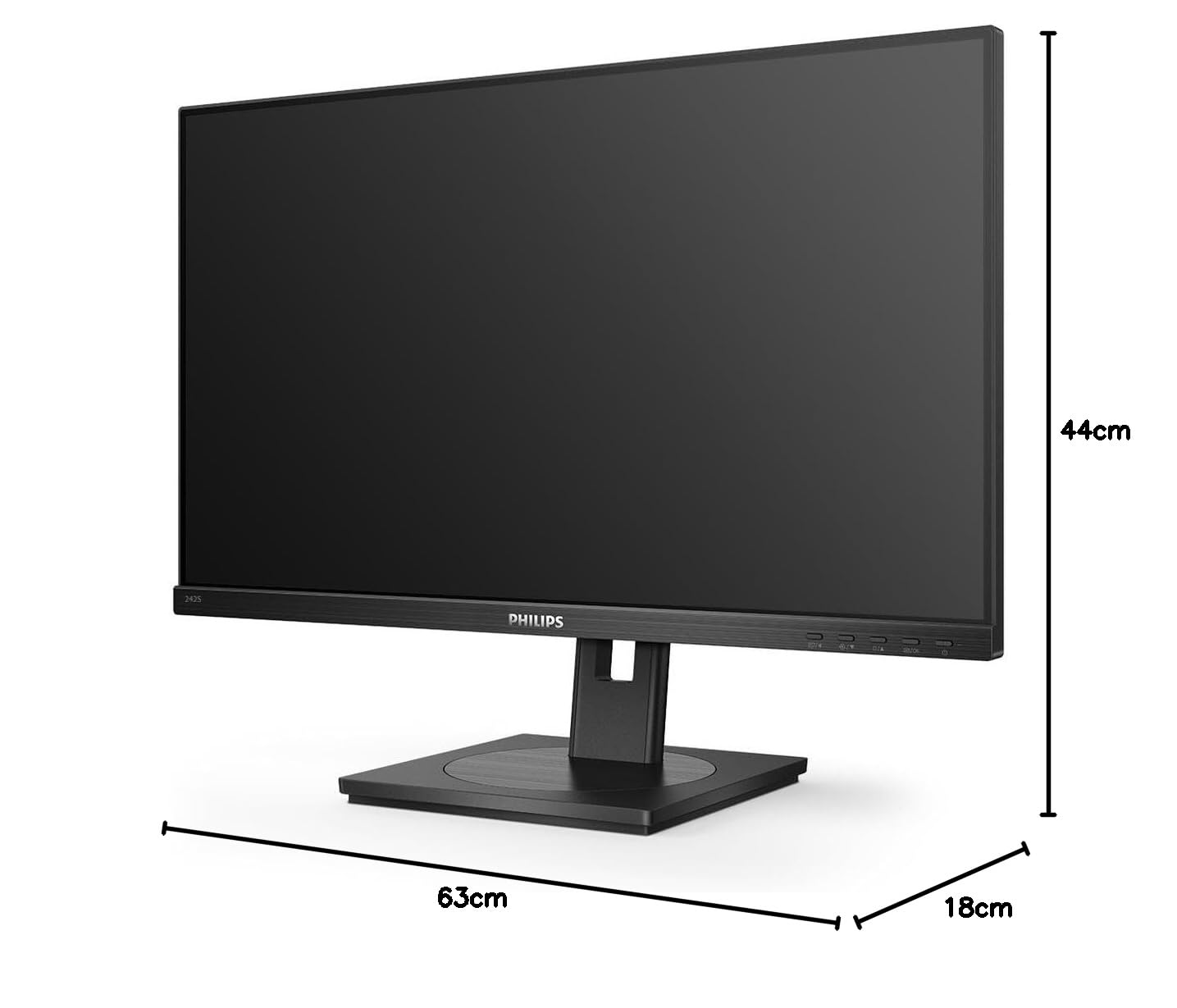 Philips 242S1AE - 24 Zoll FHD Monitor, höhenverstellbar (1920x1080, 75 Hz, VGA, DVI, HDMI, DisplayPort) schwarz