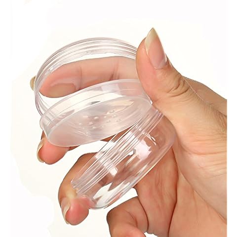 2PCS Transparent Empty Refillable Circular Powder Puff Box Make-up Loose Powder Box Powder Container With Sponge Puff for DIY and Xmas Gift Cover