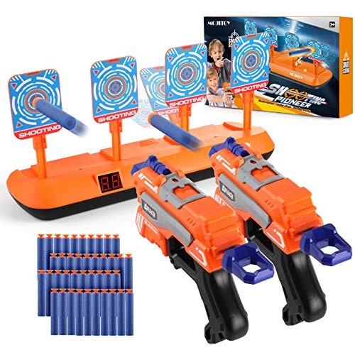 AUWOD Electric Scoring Auto Reset Shooting Digital Target with 2 Foam Dart Toy Shooting Blaster & 20Pcs Refill Darts, Battle Mode Target for Nerf Guns, Fun Toys for 5,6,7,8,9,10+ Years Old Kids