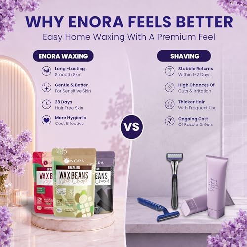 Image of ENORA Painless Hair Removal Brazilian Stripless Hard Wax Beans Range :White Chocolate + Rose pink+ Activated Charcoal |(100 Gram) pack of 3