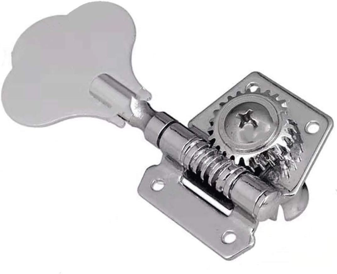 Ubrand 2101-BSN01-4CR 4-in-line 4R Vintage Open Gear Bass Tuners Machine Head Tuning Keys Pegs Set Right Hand for Jazz Precision P Bass Replacement, Chrome, 2101-BSN01-4RCR, 2101-BSN01-4R CR