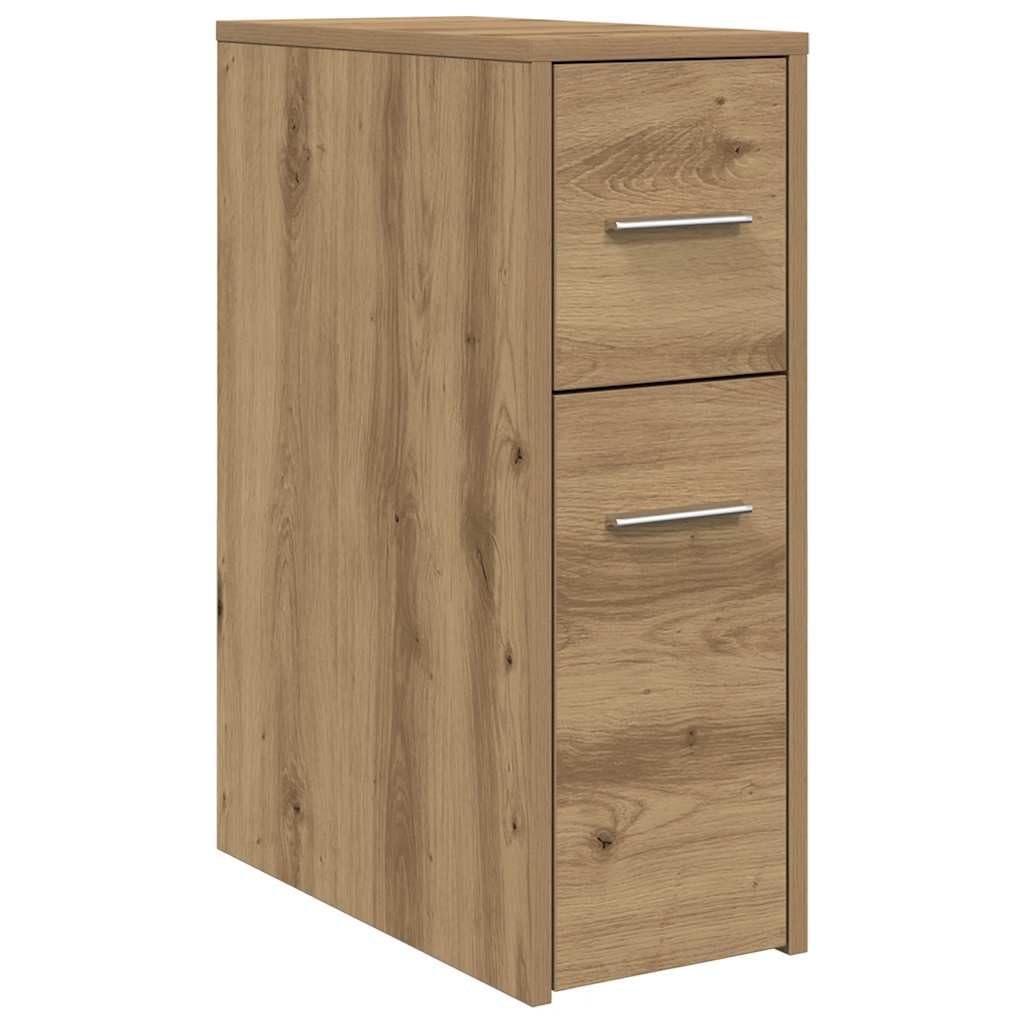 vidaXL Armario de baño Estrecho con Ruedas Madera Roble artisian