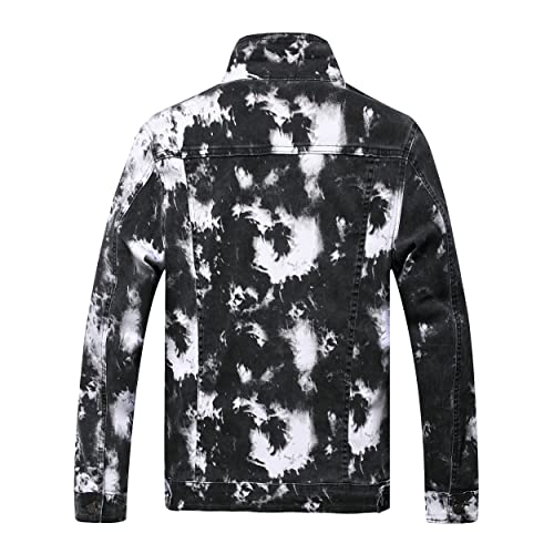Image of RANMCC Men's Stretch Vintage Washed Long Sleeve Denim Jacket