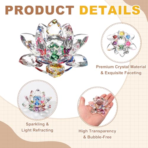 Figurine de fleur de lotus en cristal 9x9cm décoration multicolore