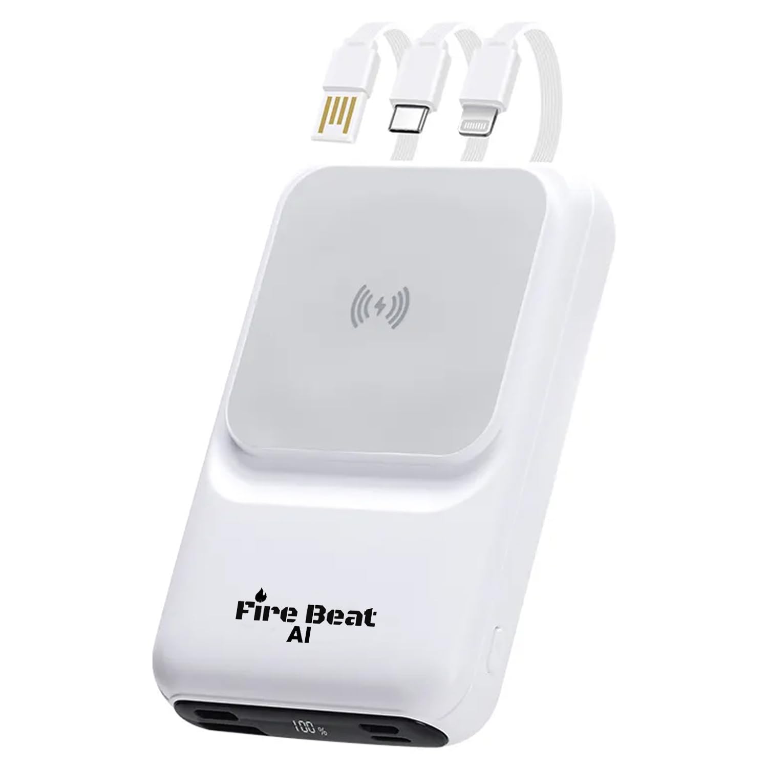 Fire Beat AI 10000mAh Slimmest Magnetic Wireless Powerbank 2 Years Warranty AI Powered Safety Charging for iPhone 11, 12, 13, 14, 15, 16 & Other Wireless Phone (Wireless with Inbuilt Cable White) (B0DGD5NVRD) Amazon Price History, Amazon Price Tracker