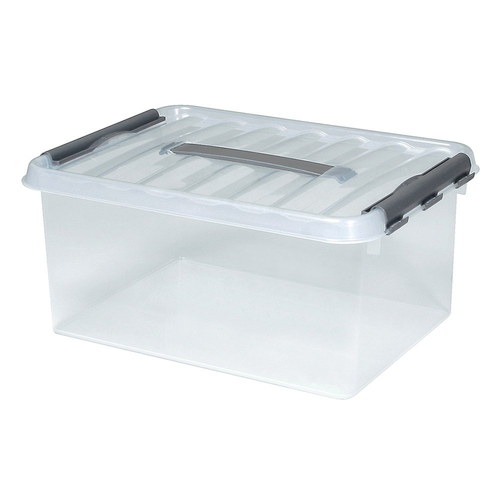 6 Cajas de Almacenaje con Tapa, Transparente, 400 x 300 x 180 mm, Caja de 15 Litros
