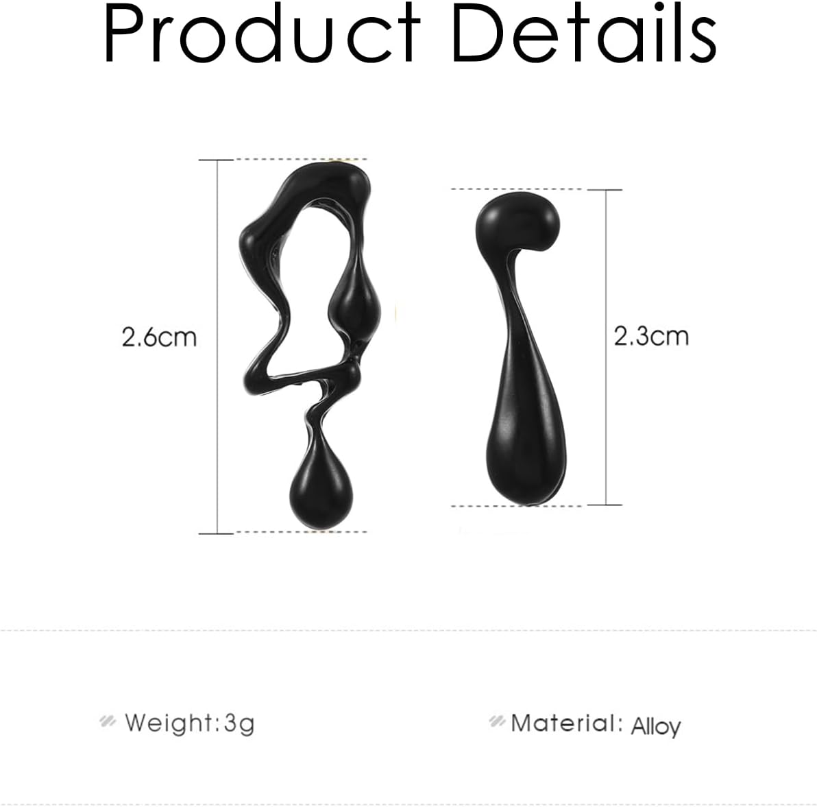 FUTIMELY Irregular Waterdrop Earrings for Women,Melting Liquid Asymmetrical Stainless Steel Drop Earrings Mismatched Earrings - Image 2