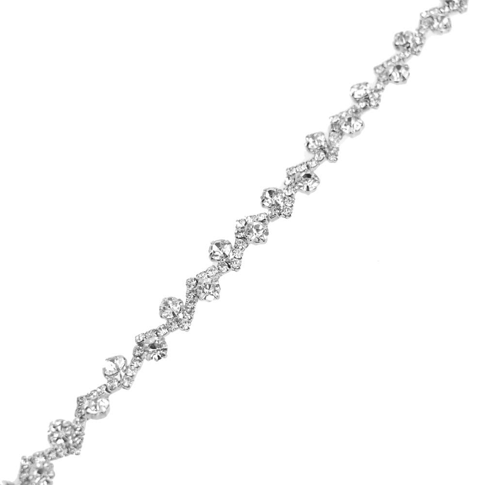 Homeford Zigzag Crystal Rhinestone Jewel Trim, 3/8-Inch, 3-Yard (Silver)