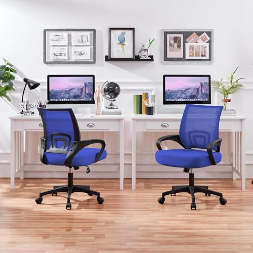 Sedia Ufficio da Scrivania Ergonomica in Rete Traspirante Girevole Reclinabile Regolabile in Altezza con Ruote e Braccioli Portata 136 kg Blu - Sedia gaming - Immagine 7