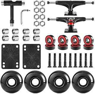 AXDT Skateboard Wheels Set,Include Skateboard Trucks, Skateboard Wheels 52mm, Skateboard Bearings, Skateboard Pads, Skateboard Hardware 1