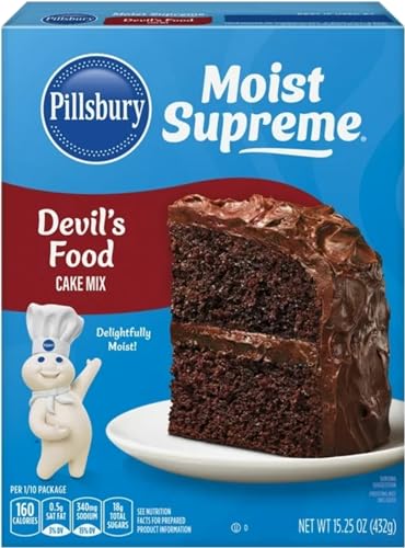 Pillsbury Moist Supreme Devil’s Food Premium Cake Mix, 15.25-Ounce (Pack