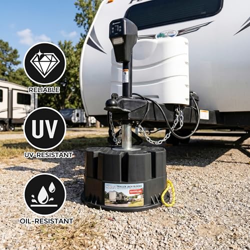 Image of 6'' Height Trailer Jack Block, Heavy Duty 40,000lbs RV Camper Stabilizer Blocks for Travel Trailers Tongue Jack 5th Wheels Scissor stabilizers, 1 Pack Black