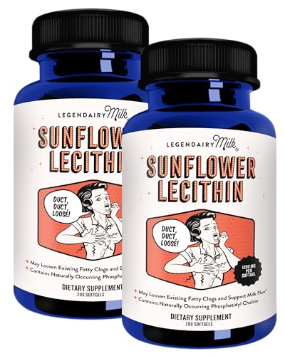 Image of Legendairy Milk Sunflower Lecithin 1200mg, Lactation Support, Sunflower Lecithin Supplement for Clogged Milk Ducts, Made in USA, 200 Softgels (Pack of 2)