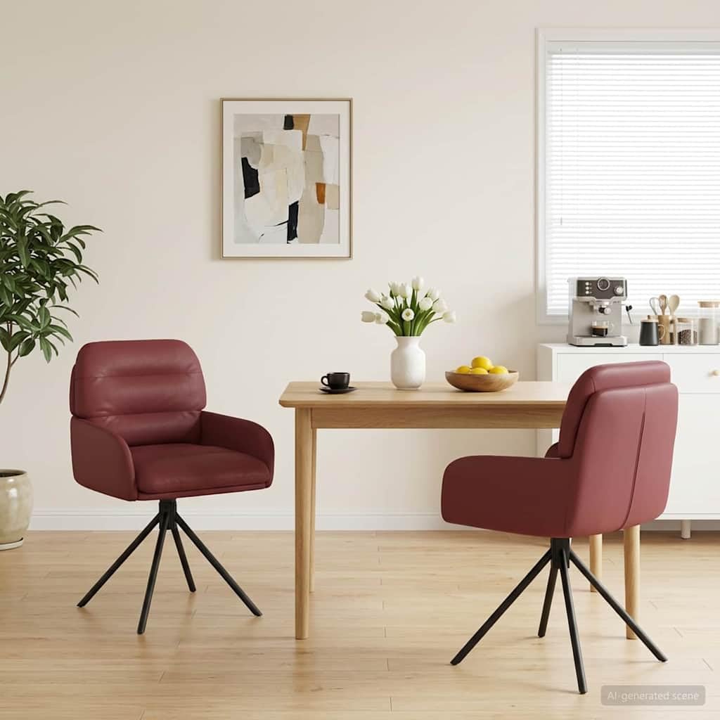 Lot de 2 chaises pivotantes en cuir synthétique Bordeaux 59 x