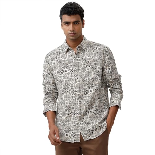 Image of BASICS Cotton-Linen Blended Men's Shirt | Slim Fit | Everyday Smart Casual Wear | Full Sleeve