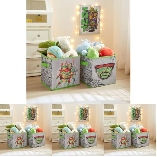 Image of Teenage Mutant Ninja Turtles: Mutant Mayhem Storage Cubes - Set of 2 Collapsible Fabric Bins, 10x10 Inch - Kids Toy Organizer Baskets for Bedroom, Playroom, Closet - TMNT Room Decor (Pack of 4)