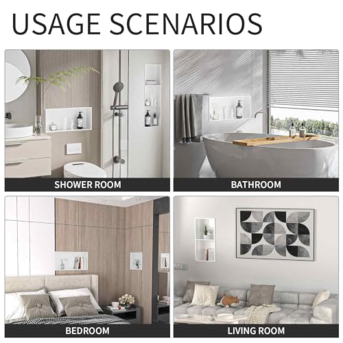 VHH 12"x36" No Tile Needed Shower Niche,White Stainless Steel 3-Tier Recessed Wall Niche for Bathroom Shower Wall by VHH - Used condition - Image 6