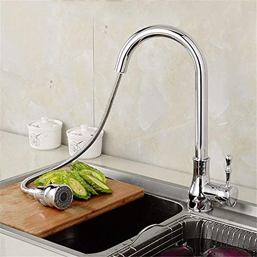 Robinet de cuisine en cuivre chromé avec douchette extractible haute qualité
