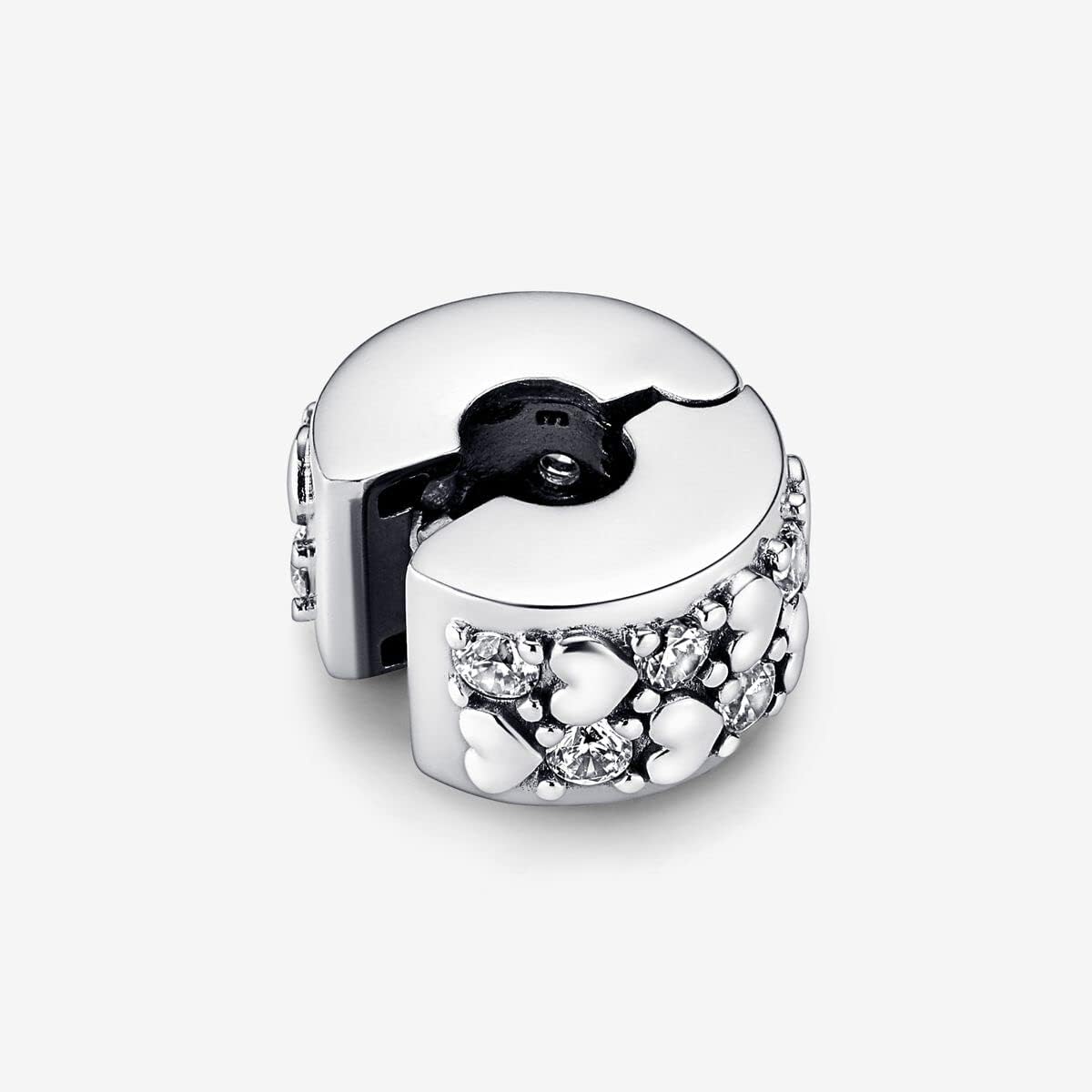 PANDORA Infinite Hearts Sparkling Clip Charm - Compatible with PANDORA Moments Bracelets - Jewelry for Women - Made with Sterling Silver & Cubic Zirconia - With Gift Box