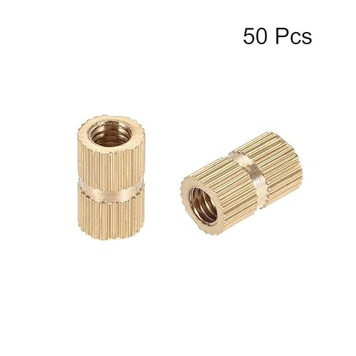 Miniatura 6 de uxcell Tuercas de inserción moleteadas, M5 x 0.630in (L) x 0.276in (OD) Kit surtido de inserción de latón de rosca hembra, 50 piezas