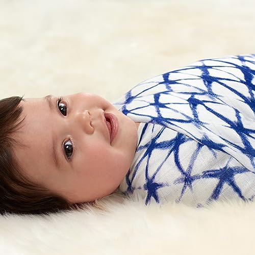 Image of aden + anais Silky Soft Swaddle Blanket,100% Viscose from Bamboo Muslin Blankets for Girls & Boys, Baby Receiving Swaddles, Ideal Newborn & Infant Swaddling Set, 3 Pack, Indigo Shibori
