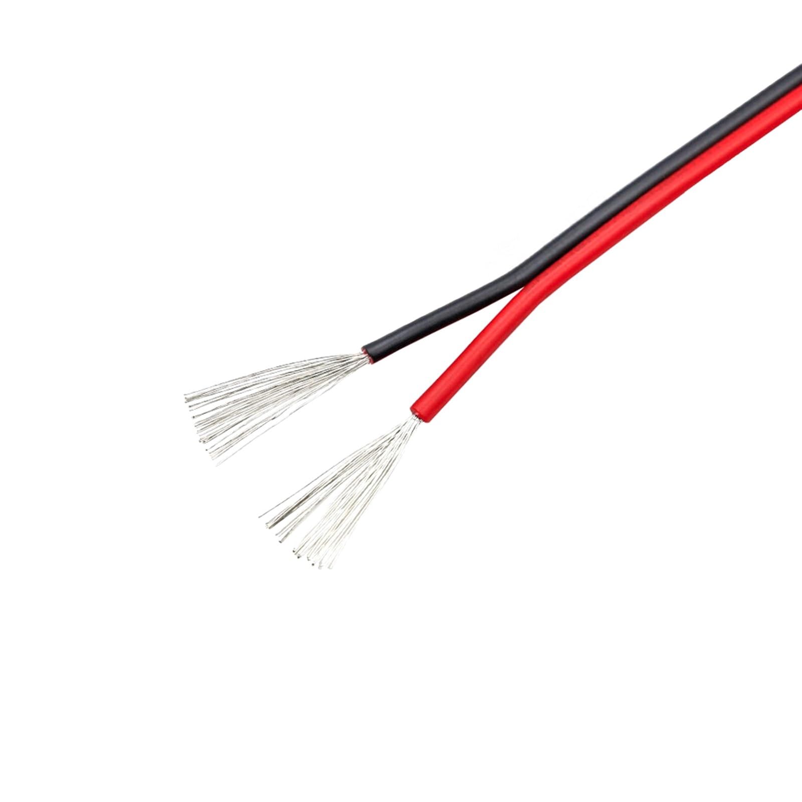 elastyczny kabel płaski kabel głośnikowy 22 awg, taśma 2-pinowa, czerwony przewód miedziany Led do motoryzacji, samochodowe przewody elektryczne 12v 3v 2v złącze przedłużające (rozmiar: 50 metrów,