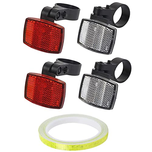 Vicduekg 5 Pcs Bike Front And Rear Reflectors Kit Bicycle Reflector With Reflective Tape Mountain Bike Safety Warning Reflectors For Handlebar And Seatpost Night Riding Cycling, Red And White #TOP4