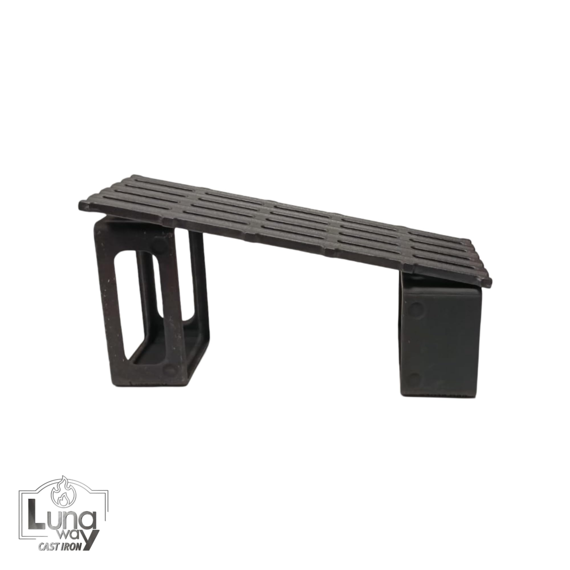 Griglia in Ghisa 48x17cm + Coppia supporti BBQ Blocks | Cottura uniforme e professionale | Reversibile | Doppia smaltatura Black di LUNAWAY | Sistema modulare per barbecue lineari