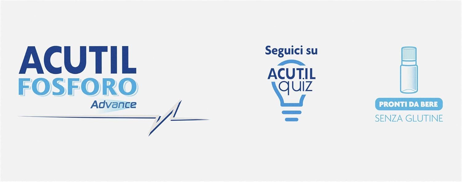 Acutil Fosforo Advance, Integratore Alimentare con Vitamina B6, L-Asparagina, Fosfoserina e L-Glutammina, Contribuisce a Rimanere Concentrati e a Ragionare con la Giusta Lucidità, 10 Flaconi da Bere