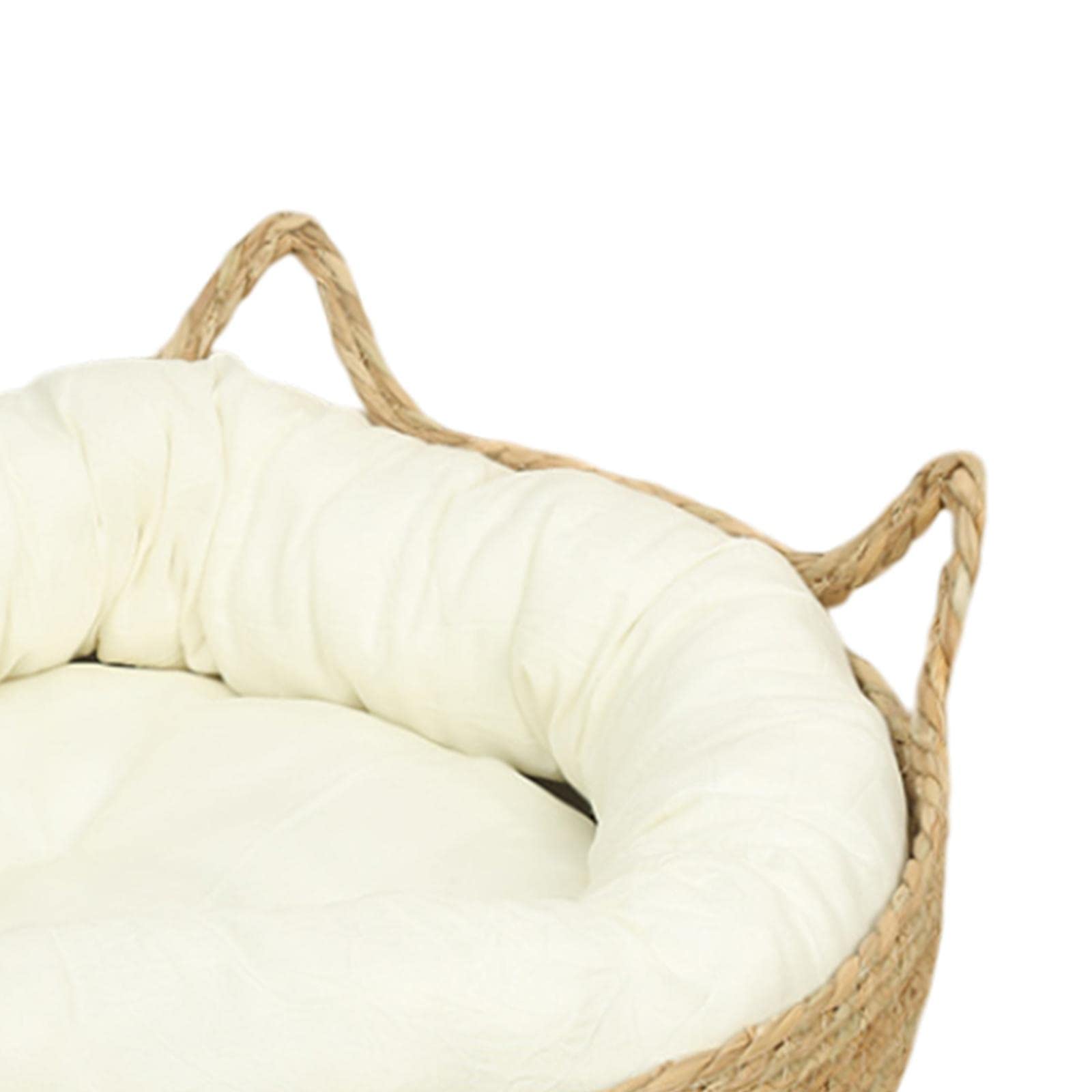 Cama Para Gatos Tipo Cesto Rascador De Paja | Corcho Resistente | Fresca En Verano Y Cálida En Invierno | Cojín Y Almohada Incluidos
