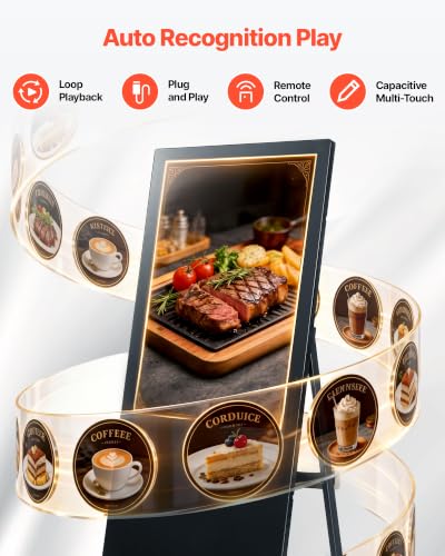 Image of VEVOR 32 in Indoor Digital Signage Floor Standing Advertising Display Kiosk, WiFi HDMI /USB Input Android OS, 178 Wide View, LCD Touchscreen Interactive Monitor, Commercial Totem Vertical Poster