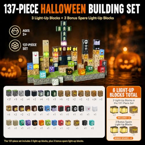 Halloween Magnetic Building Blocks--137 Pcs DROPS TO (MULTICOLOR SET ONLY) - image 2