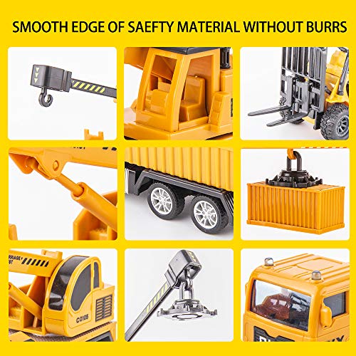 TGRCM-CZ Port Scene Vehicle Play Set, Gantry Crane, Trucks, Container, Forklift, Toys for Kids Boys Girls Gifts