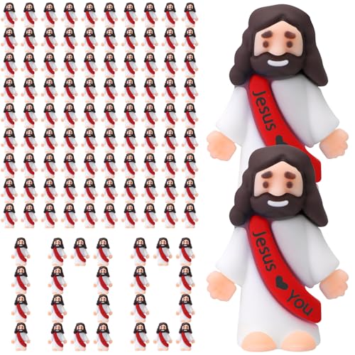 Figurines de Jésus pour cadeau religieux : lot de 100 pièces de poche rouges