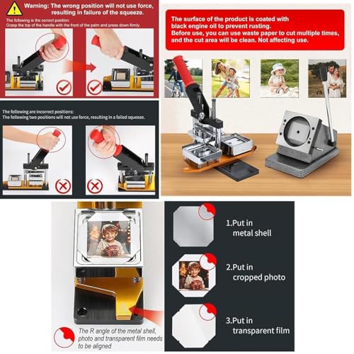 Maszyna do magnesów na lodówkę 50 mm - twórz niestandardowe przyciski fotograficzne, zawiera nóż do papieru i 1000 pustych kartonów, łatwy w użyciu, idealny do projektów DIY