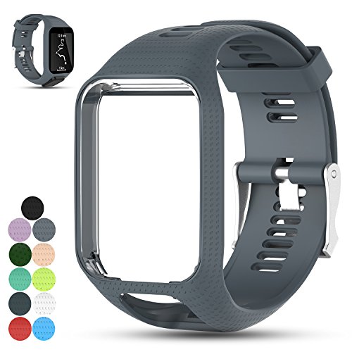 Pulseira de Silicone Cinza Para Relógio TomTom Runner 2/3 / Spark/Adventure …