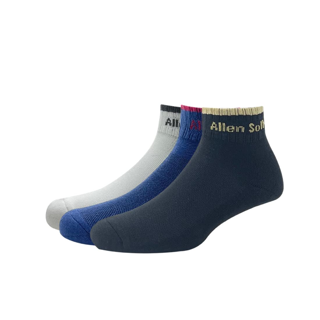 Men'S Cotton Ankle Length Socks (Pack Of 3) - White, Denim, Black-image-12