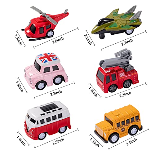 Fadorioe 18 Piece Die-Cast Pull Back Cars And Airplanes Toys Set,Mini Friction Powered Alloy Metal Vehicles And Aircraft Playset Party Favor For Toddler Boy Girl #TOP3