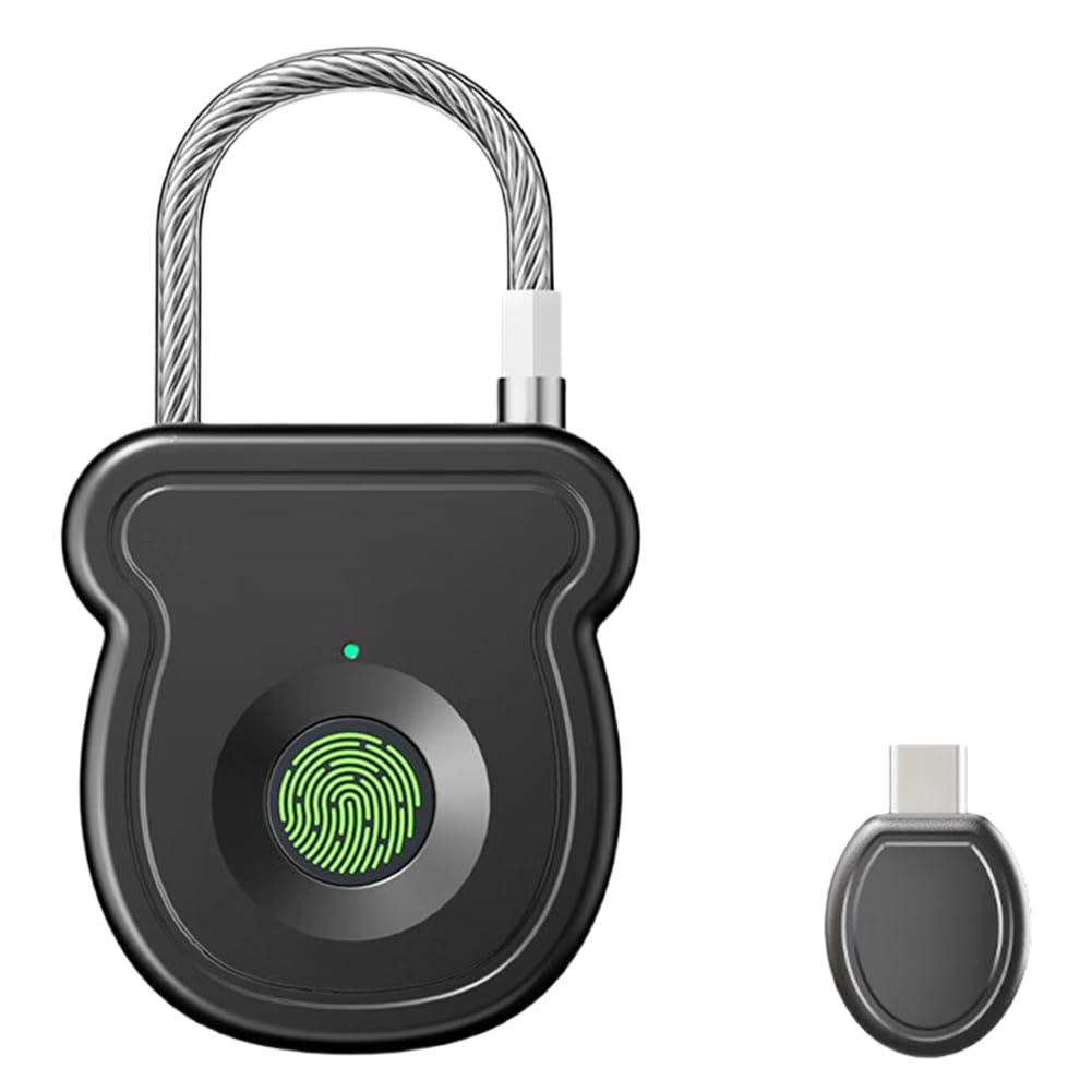 UDSKNV[KSL Smart Padlock Waterproof Design 0.5 Second Fingerprint Unlock Portable Anti-Theft Keyless Lock for Gym Storage Locker