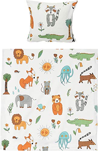 Erwin Müller Kinder-Bettwäsche Seersucker bunt Größe 1x 80x80 cm + 1x...