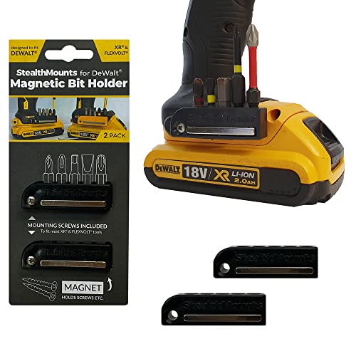 StealthMounts Magnetic Bit Holder for DeWalt (2 Pack) - Black | Made in UK