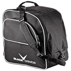 BLACK CREVICE Borsa per scarponi da sci e casco, tasca per scarponi da snowboard, scarponi da sci e caschi, borsa regolabile con ampio scomparto principale e scomparto secondario con chiusura lampo, dimensioni: 42 x 47 x 30 cm