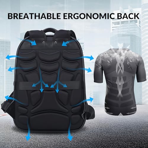 Masa Kawa Black Genuine Leather 17" Laptop Backpack for Men Large Summer Business Travel Rucksack Bag Overnight Daypack3