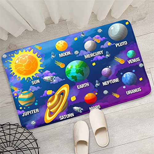 Outer Space Rugs Small Size Universe Solar System Planet Theme Carpets Kids Rugs for Playroom Educational Learning Area Rug for Living Room Bedroom Indoor Crystal Polyester Floor Sofa Mats, 2'×3'